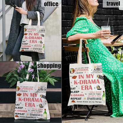 K-Pop Gift Tote Bag for Kpop Music Lover Korean Drama Canvas Tote Bag Gift for K-Pop Lover, Double-Sided Print Bags