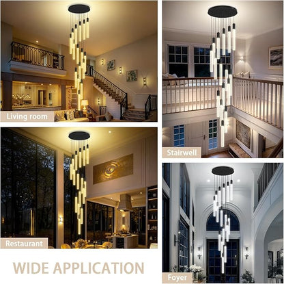 Luxurious K9 Crystal Chandelier,16-Light Large Modern Crystal Column Chandelier,Crystal Drop High Ceiling Pendant Light Fixture for Home Hotel Store