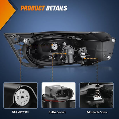 Nilight Fog Light Assembly Compatible with Honda Civic Sedan 2009 2010 2011 4 Door with Amber Lens Lamps Replacement H11 12V 55W Bulbs