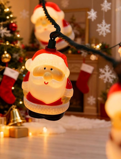 8.5Ft Christmas Santa Light, Christmas Decorations String Lights with 10 Santa Claus Bulbs, Plug in Hanging Fairy Lights for Indoor Party Kid's Room Xmas Tree Patio Bedroom Garden Decor