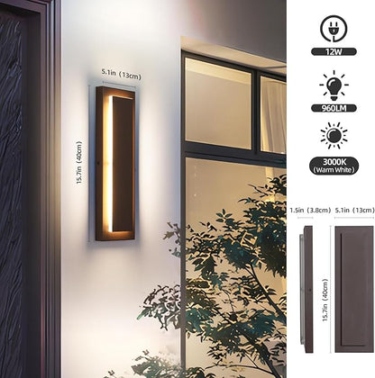 1Pack Brown Outdoor Wall Sconce, Exterior Lights Fixture,Waterproof Wall Lights for House,Porch,Patio,Modern Outdoor Lights,Outdoor Wall Lighting,3000K Warm White,15.7In