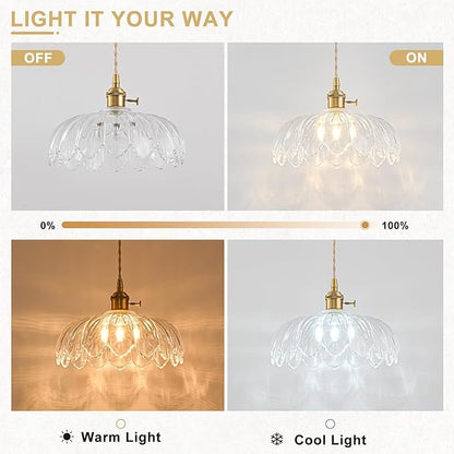 2 Pack Plug in Pendant Light Fixtures, Hanging Light Fixture Glass Pendant Light, Vintage Transparent Hanging Lamp, Pendant Lighting for Kitchen Island, Bedroom, Dining Room, Living Room