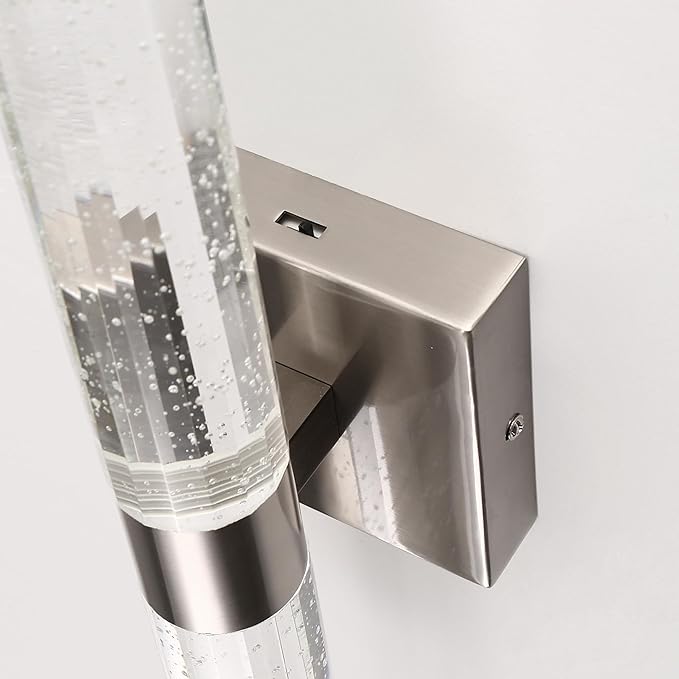 DORESshop Modern Wall Sconces Set of Two, 3CCT Crystal Bathroom Sconces Wall Light, Brushed Nickel Vanity Light Fixture, Sconce Wall Decor Set of 2, Wall Lights for Bedroom, Living Room, Hallway 18in