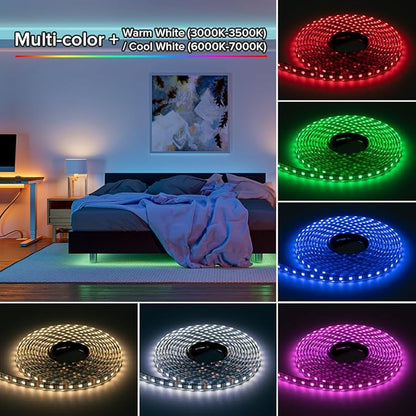 BTF-LIGHTING IP68 Waterproof Outdoor RGBW LED Strip 5050SMD RGB+Cool White(6000K-7000K) 4 Colors in 1 DC24V 5m 16.4ft 60LED/m Multi-Colored Tape Lights Can Work Outdoor(No Adapter or Controller)