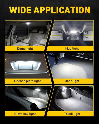 AUXITO DE3175 6418 LED Bulbs 3175 6411 Bulb White 6500K 4014 Chipsets 31mm 36mm Festoon Bulb Bright LED Replace for Car Interior Dome Courtesy Door Map Trunk License Plate Light Parking Light, 6 Pack