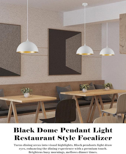 White Pendant Lights Kitchen Island 2 Pack, 14 Inch Large Dome Pendant Light, White and Gold Farmhouse Pendant Light, Island Pendant Lights for Kitchen, Dining Room