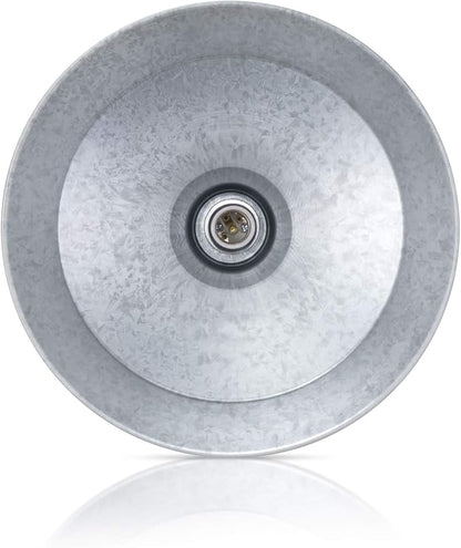 17-inch Industrial Galvanized Pendant Barn Light Fixture with 10ft Adjustable Cord, Ceiling-Mounted Vintage Hanging Light Fixture for Indoor Use, 120V Hardwire, E26 Base LED Compatible, UL Listed