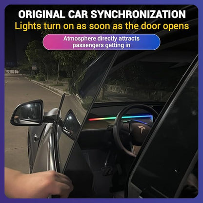 LED Car Ambient Lighting Strip for Tesla High Brightness with APP Control Multiple Colors and Car LED Strip Lighting Neon Lights for Model 3/Y (Dashboard& Center Console& 4 Floor Light)