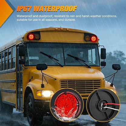 Nilight Tail Light 2PCS 7Inch Round 47 LED Red with Inner Reflex Lens Marker Clearance Stop Brake Turn Signal Running Taillight IP67 Waterproof for Trailer Truck Pickup Camper RV BUS