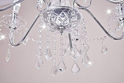 Saint Mossi 6 Light Crystal Chandelier Light Fixture Modern Chandelier Pendant Lighting, Chrome Pendant Raindrop Chandelier for Dining Room,Bedroom,Living Room,H23 x D24