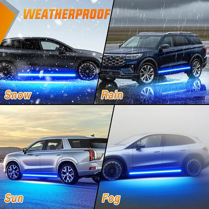Nilight 2PCS 70 Inch Emergency Strobe Light Strip with Controller 864 LED Blue Running Board Lights Flexible Side Flashing Warning Caution Safety Waterproof for Truck Construction Pickup