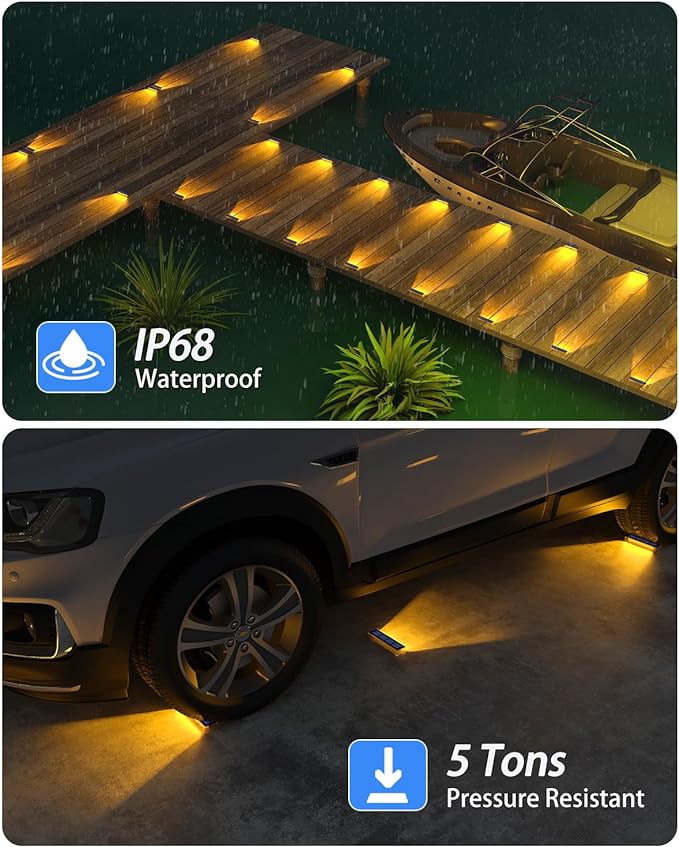 DetarZinLED Solar Step Lights for Outside,8 Pack Solar Stair Lights Outdoor Waterproof,Warm White Deck Light Solar Powered Waterproof for Steps,Stairs,Walkway,Sidewalk,Patio,Pathway
