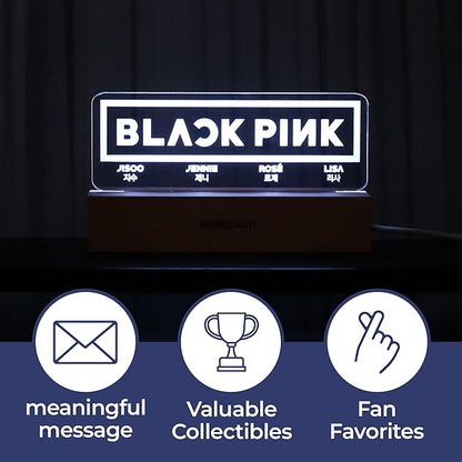 Black.Pink Night Light, Kpop Merchandise, Korean Idol Lamp for Blink, 7RGB Color, Dimmer, 8.3 x 4.2 x 1.7