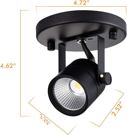 CLOUDY BAY LED Flush Mount Ceiling Spot Light,CRI90+ 8W 600lm 3000K Warm White Dimmable,Adjustable Tilt Angle Ceiling Light Fixture,Black