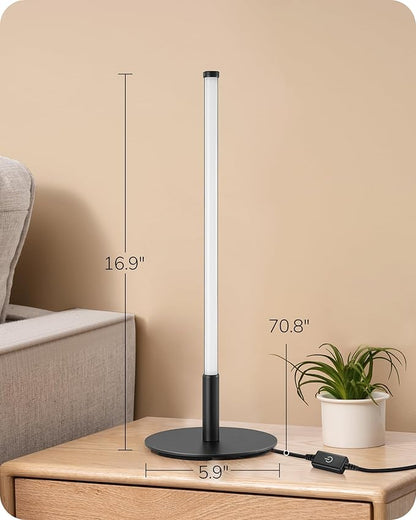 EDISHINE Upgraded LED Table Lamp, Stepless Dimmable Bedside Lamp with 3 Color Temperature, Modern Nightstand Lamp, Desk Lamp for Bedroom, Living Room, Corner, Gift, Metal Finish, Black, 6W