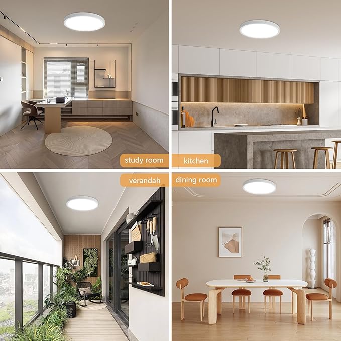 6PK 12 Inch LED Flush Mount Ceiling Light, 24W, 2520LM, 3000K/4000K/6000K CCT Selectable Super Slim LED Ceiling Light, Close to Ceiling Round Flat Panel Light for Hallway, Bedroom,Kitchen ect