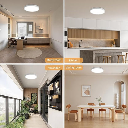 6PK 12 Inch LED Flush Mount Ceiling Light, 24W, 2520LM, 3000K/4000K/6000K CCT Selectable Super Slim LED Ceiling Light, Close to Ceiling Round Flat Panel Light for Hallway, Bedroom,Kitchen ect