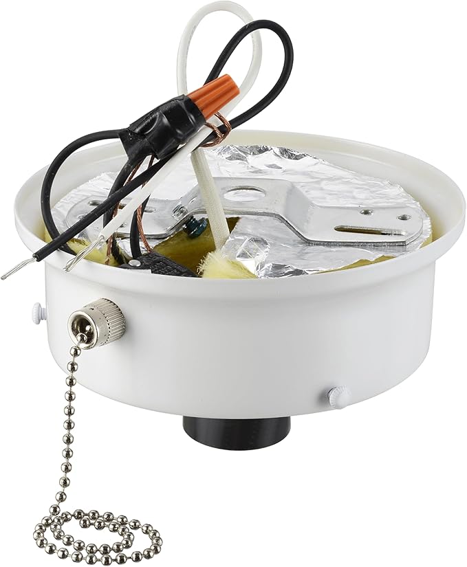 Aspen Creative 22104-03-1, Flush Mount Ceiling Fixture Shade Holder Kit with On/Off Pull Chain Switch in Matte White Finish 4-1/2" Fitter, 5" Diameter x 1-3/4" Height