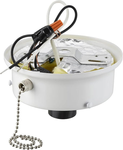 Aspen Creative 22104-03-1, Flush Mount Ceiling Fixture Shade Holder Kit with On/Off Pull Chain Switch in Matte White Finish 4-1/2" Fitter, 5" Diameter x 1-3/4" Height