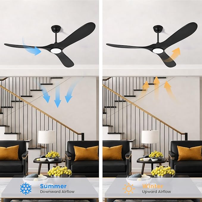heimo 72 Inch Black Ceiling Fan with Light and Remote, Wood Outdoor Ceiling Fans with Lights Dimmable for Bedroom Living Room Patios Proch Office Rustic Extra Large High Cfm Exterior Fan
