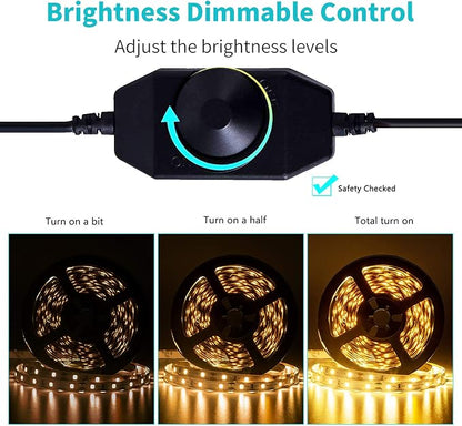 20FT LED Strip Light Warm White 360 LED Beads,12V Soft Dimmable Warm Lights Strip, for Bedrooms, Mirror, Kitchen, Home Decoration, Not Waterproof