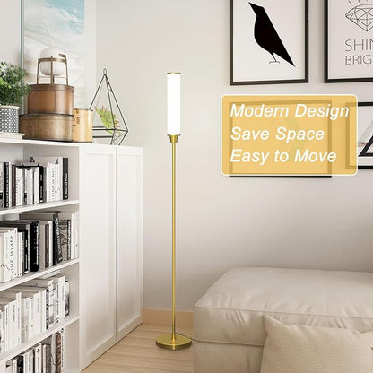 Nukanu Floor Lamp with Remote Control,Bright Floor Lamps for Living Room/Bedroom/Office, Stepless Adjustable 3000K-6000K Colors and 10-100% Brightness,Standing Light with Foot Switch (Brass Gold)