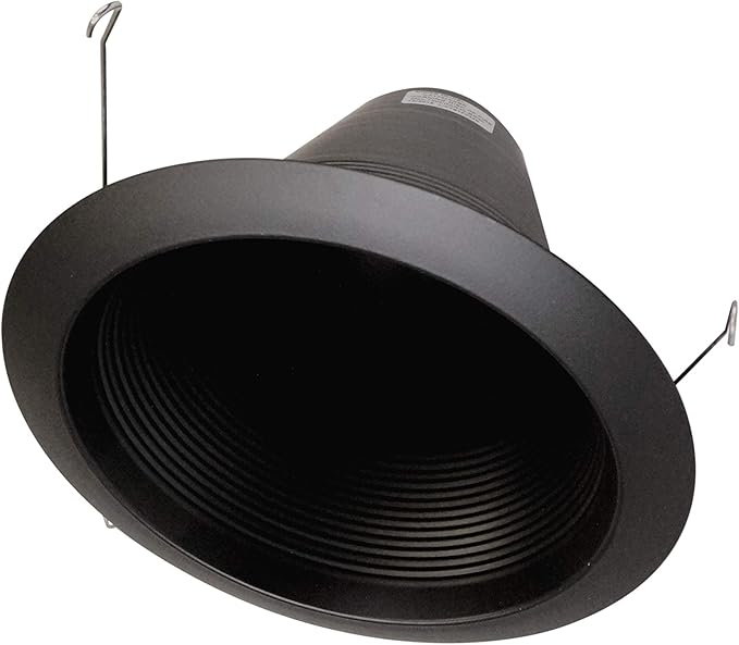 NICOR Lighting 6 inch Black Wet Location Rated Cone Baffle Trim, Fits 6 inch Housings (17550ABKWL)