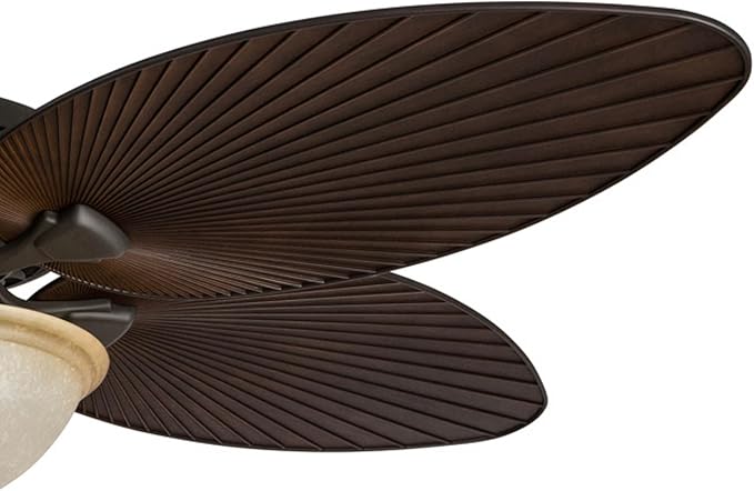 Honeywell Ceiling Fans Palm Island 52 Inch Ceiling Fan With Light, Indoor/Outdoor Ceiling Fan with Pull Chain, Tropical LED Dual-Mount 5 Palm Leaf Blade Design, ETL Damp Rated, Bronze (50202-01)