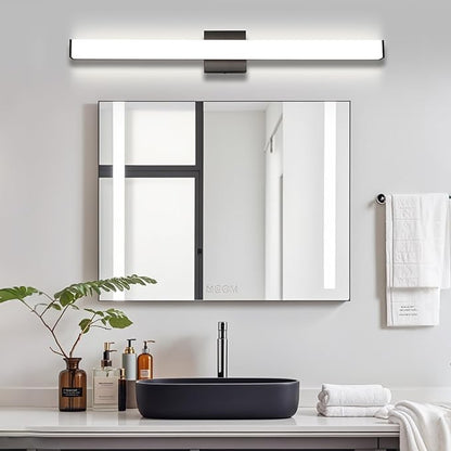 Bathroom Vanity Light Brushed Nickel Square LED 24 inch 14W 4000K Natural White Light Wall Bar Lighting Fixtures Over Mirror (Matte Black, 31.5in 4000K Dimmable)