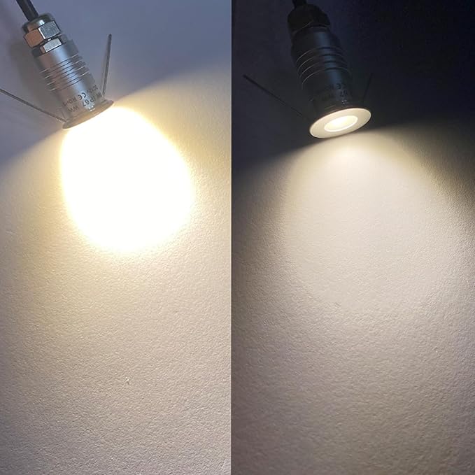 LED Mini In-Ground Starlight, 1W 24V DC Low Voltage Recessed Well Light, IP67 Waterproof, Buried Underground Marker Outdoor Landscape Lighting,Warm White 3000K (24V DC, 10 Pack)
