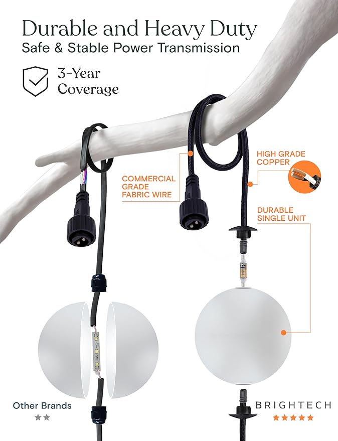 Brightech Orb Outdoor Indoor String Lights - Connectable Set of 2 Frosted Lantern LED String with Weatherproof Globe Lights - Commercial Grade Light Strand for Patio, Porch - 60 Ft, 20 Bulbs Total