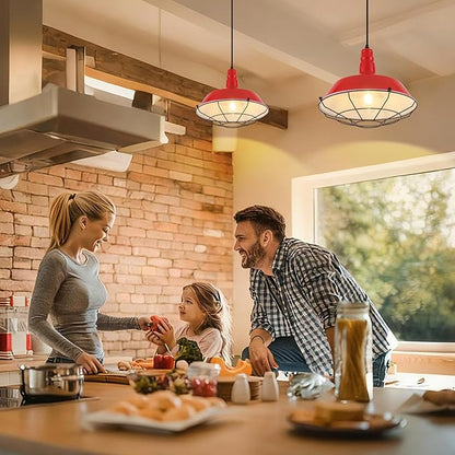 Red Oversize Pendant Light, Modern Large Pendant Lighting 14.1" 3 Packs, Kitchen Pendant Lights, Farmhouse Pendant Light, Pendant Lights Kitchen Island for Kitchen, Living Room, Bedroom