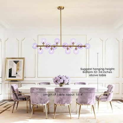 Mid Century Modern Gold Chandelier Rectangle Pendant Fixtures Linear Sputnik Chandeliers for Kitchen Island Dining Room Over Table