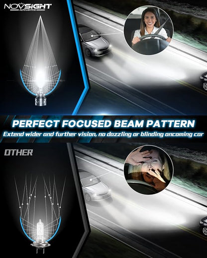 NOVSIGHT 880 LED Fog Light Bulbs - 6500K White 60W 13000LM Bright 899 885 893 LED Fog Lights, Plug and Play Fast Cooling Fog Light Bulbs Replacement, IP68 Waterproof, Pack of 2