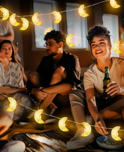 AceList Moon String Lights, 9.8FT 20 LED Decorative Fairy Lights, USB & Battery Powered for Bedroom, Party, Dorm, Camping, Mother’s Day, Holiday and Everyday Home Decor