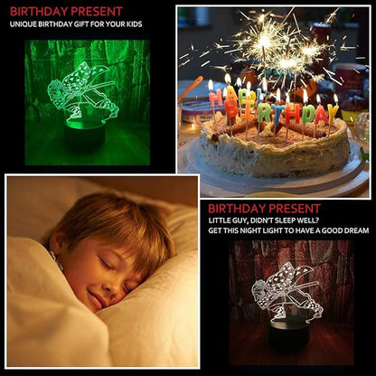 Cute Demon Slayer Agatsuma Zenitsu Anime Figure Character 3D LED Optical Illusion Sleep Night Light with Remote 16 Colors Bedroom Decor Table Lamp Birthday Xmas Gifts for Child Kids