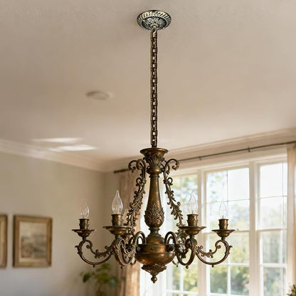 Homoyoyo Chandelier Canopy with Hook:Vintage Chandelier Ceiling Plate with Retro Pendant Light Canopy Decorative Kit for DIY Homeowners,Lighting Professionals for Pendant Satin Brass Easy Installatio