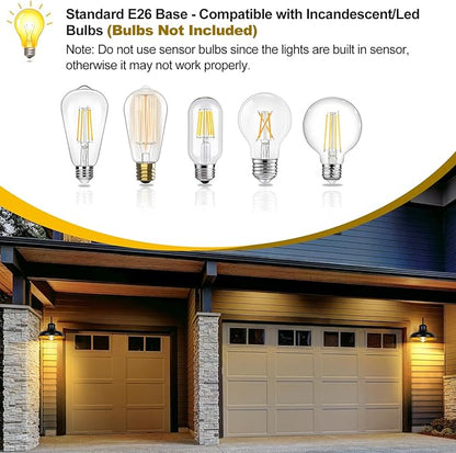 TOBUSA 2-Pack Dusk to Dawn Outdoor Wall Light Fixtures, Waterproof Farmhouse Outside Gooseneck Barn Lights, 11.5'' Black & Golden Exterior Wall Sconces for House, Porch, Garage