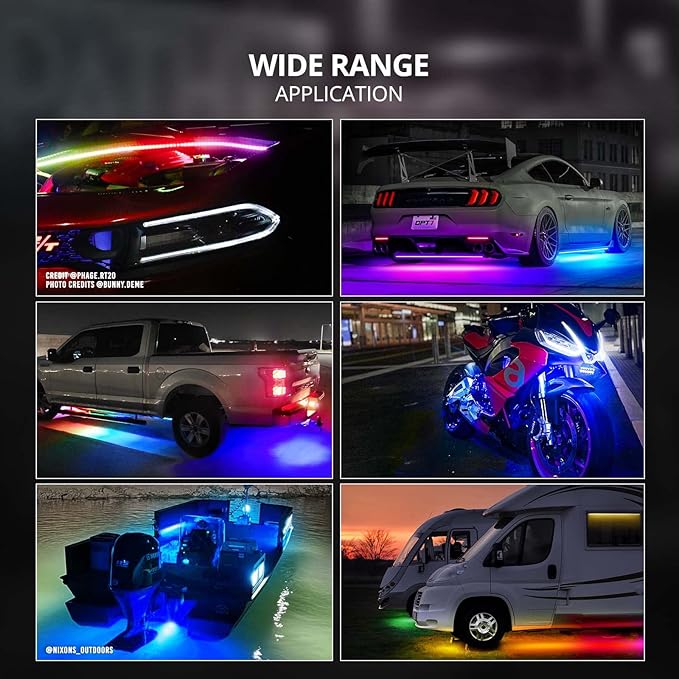 OPT7 Aura DreamColor Boat Lights Waterproof, 12V RGB-IC Marine LED Strips with APP & Remote Control, Multi Color Chasing Lighting Kit, Interior Deck Light for Pontoon Jon Bass Boat, Outdoor Gifts