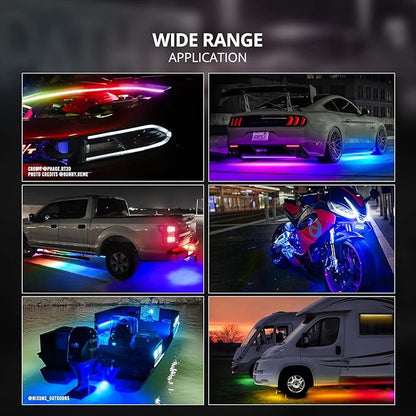 OPT7 Aura DreamColor Boat Lights Waterproof, 12V RGB-IC Marine LED Strips with APP & Remote Control, Multi Color Chasing Lighting Kit, Interior Deck Light for Pontoon Jon Bass Boat, Outdoor Gifts