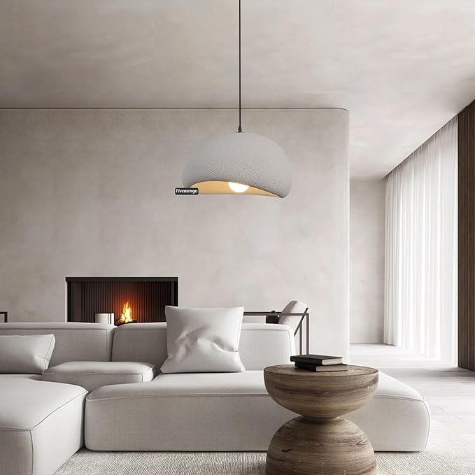 15.7in Wabi Sabi Pendant Light, Kitchen Island Lighting Fixture Ceiling Mount Japanese Lamp Japandi Chandelier for Dining Living Room Hallway Bedroom Restaurant Hanging Lamp, Grey 1 Pack