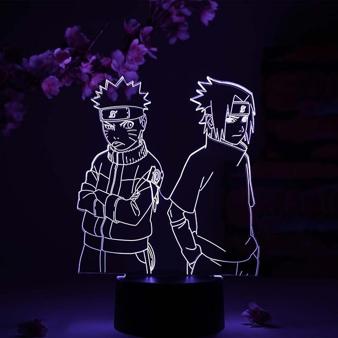 Otaku Lamps Naruto & Sasuke Young Naruto – Anime Night Light, 16 Color RGB LED – Gift for Otaku