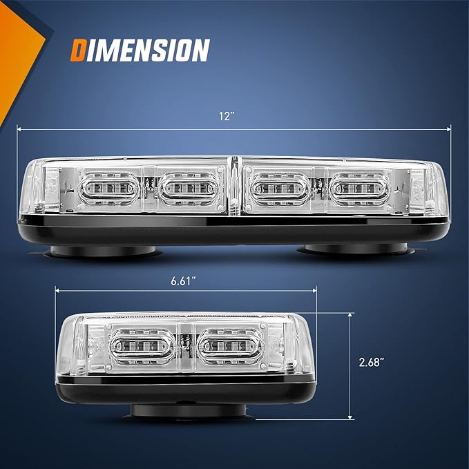 Nilight 12 Inch Roof Top Strobe Lights 48LED Hazard Light Emergency Safety Warning LED Flashing Bar Magnetic Mount 12V 24V Cars Trucks Tractors Snow Plows Construction Vehicles