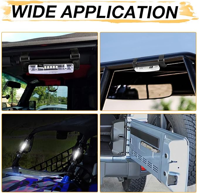 UTV Dome Light Upgraded Universal Roll Bar Mount LED Interior Light Utility Roll Cage Lights Wraparound Roll Bar LED Dome Light for ATV RZR UTV Off road Pick up Trucks Polaris Marine