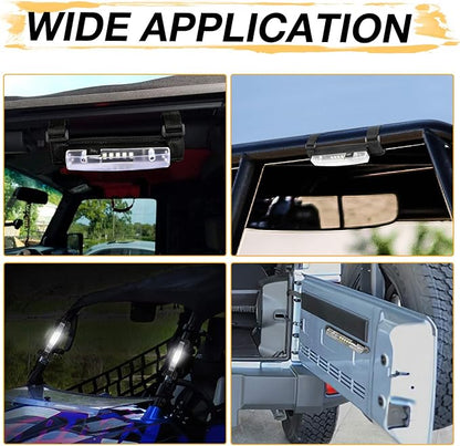 UTV Dome Light Upgraded Universal Roll Bar Mount LED Interior Light Utility Roll Cage Lights Wraparound Roll Bar LED Dome Light for ATV RZR UTV Off road Pick up Trucks Polaris Marine