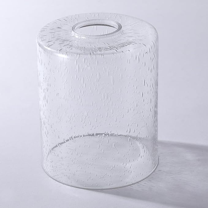 1 Pack Seeded Glass Lamp Shade Replacement, 5.7 in Height, 4.72 in Diameter, 1.7inch Fitter Opening, Bubble Seeded Glass Replacement for Wall sconces, Chandeliers and Bathroom Vanity Lights.