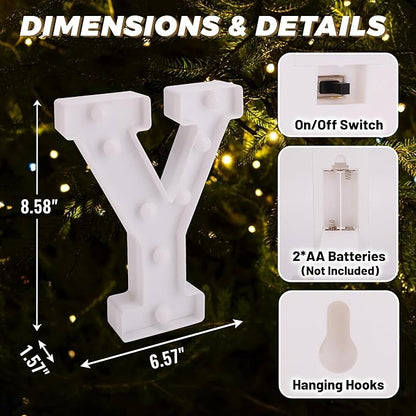 LED Light Up Marquee Letters, Battery Powered Decorative LED Letter Lights, Alphabet Light Up Letters for Wedding Birthday Party,Holiday Lamp or Home Bar Decoration (Letter Y)