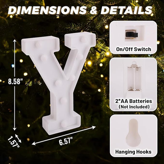 LED Light Up Marquee Letters, Battery Powered Decorative LED Letter Lights, Alphabet Light Up Letters for Wedding Birthday Party,Holiday Lamp or Home Bar Decoration (Letter Y)