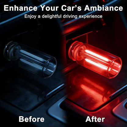 2 Packs USB Light for Car, Touch Dimmable Car Interior Ambient Lights - Portable Mini USB LED Light Bulb, Retro Glass Bottle Night Light for Vehicle, Bedroom, Hallway, Camping (Red)