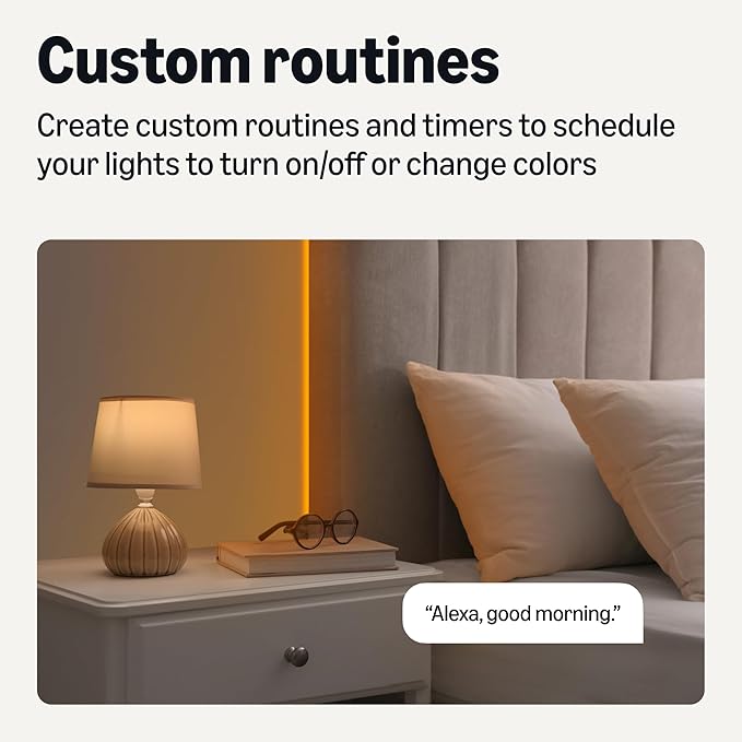 Amazon Basics Smart LED Light Strip, 16.4 Feet, RGB + Tunable White, Works with Alexa Only, 2.4 GHz Wi-Fi, No Hub Required (Pack of 2)